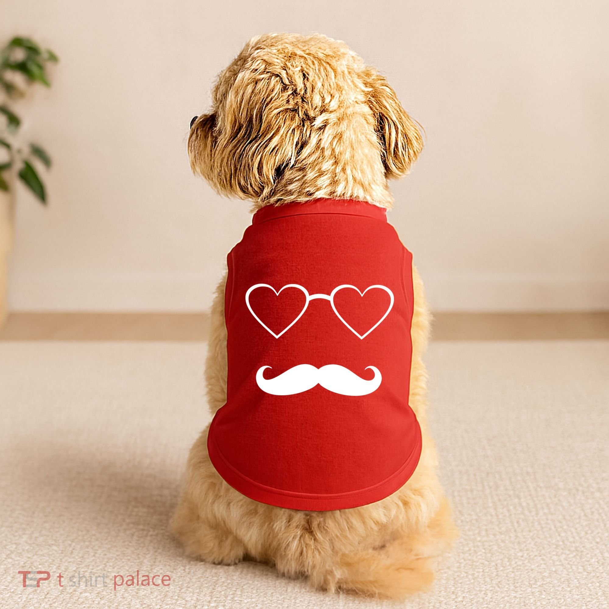 Hipster Valentine's Day Heart Glasses w/ Mustache Doggie Tank