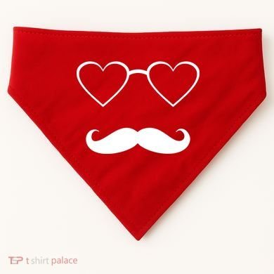 Hipster Valentine's Day Heart Glasses w/ Mustache USA-Made Doggie Bandana
