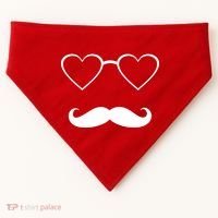 Hipster Valentine's Day Heart Glasses w/ Mustache USA-Made Doggie Bandana thumb 0