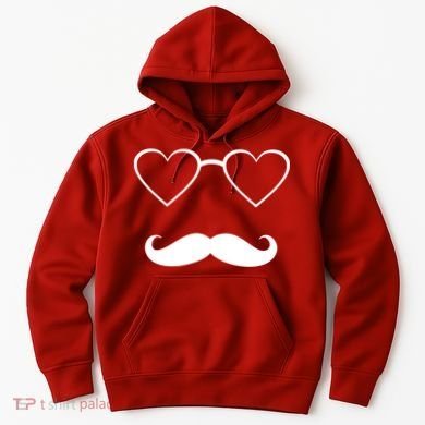 Hipster Valentine's Day Heart Glasses w/ Mustache Hoodie