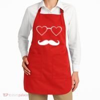 Hipster Valentine's Day Heart Glasses w/ Mustache Apron thumb 2