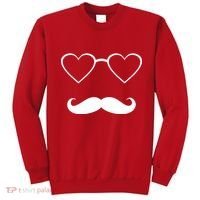 Hipster Valentine's Day Heart Glasses w/ Mustache Sweatshirt thumb 0