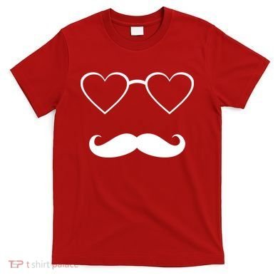 Hipster Valentine's Day Heart Glasses w/ Mustache T-Shirt