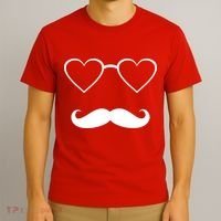 Hipster Valentine's Day Heart Glasses w/ Mustache T-Shirt thumb 3