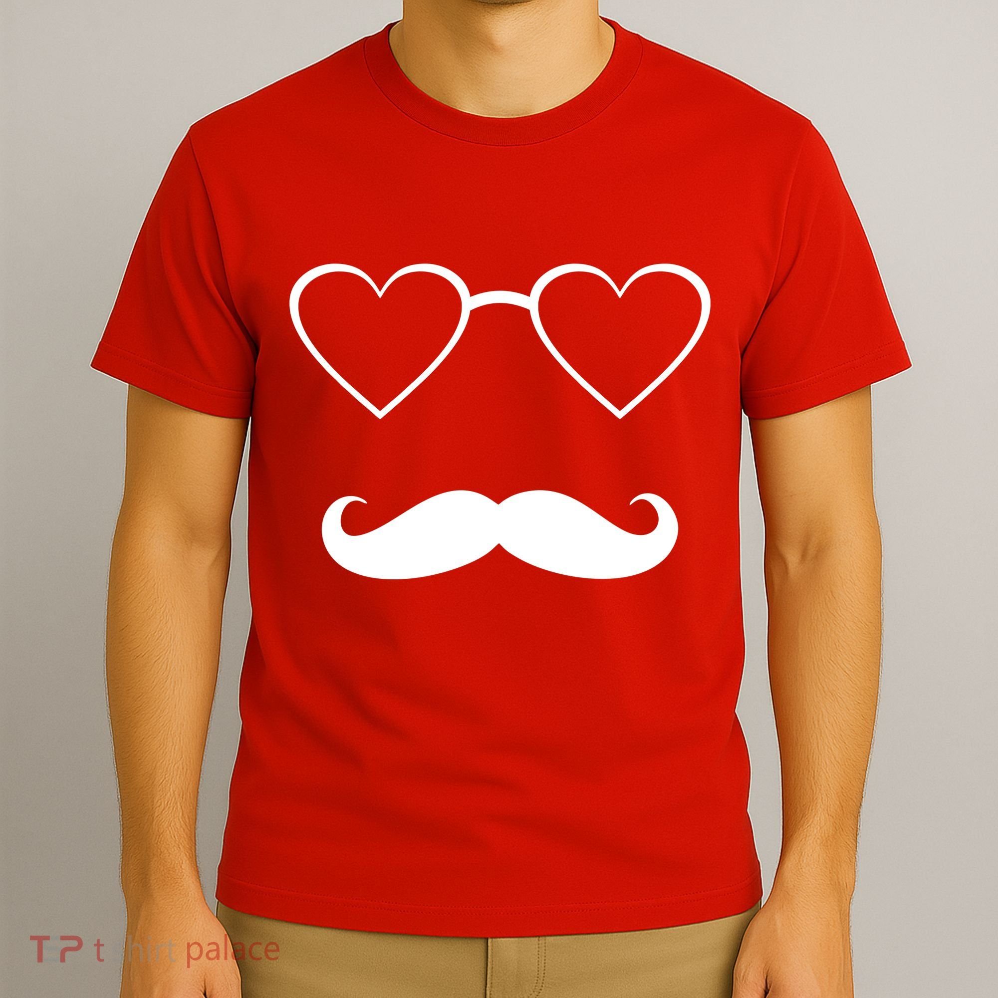 Hipster Valentine's Day Heart Glasses w/ Mustache T-Shirt