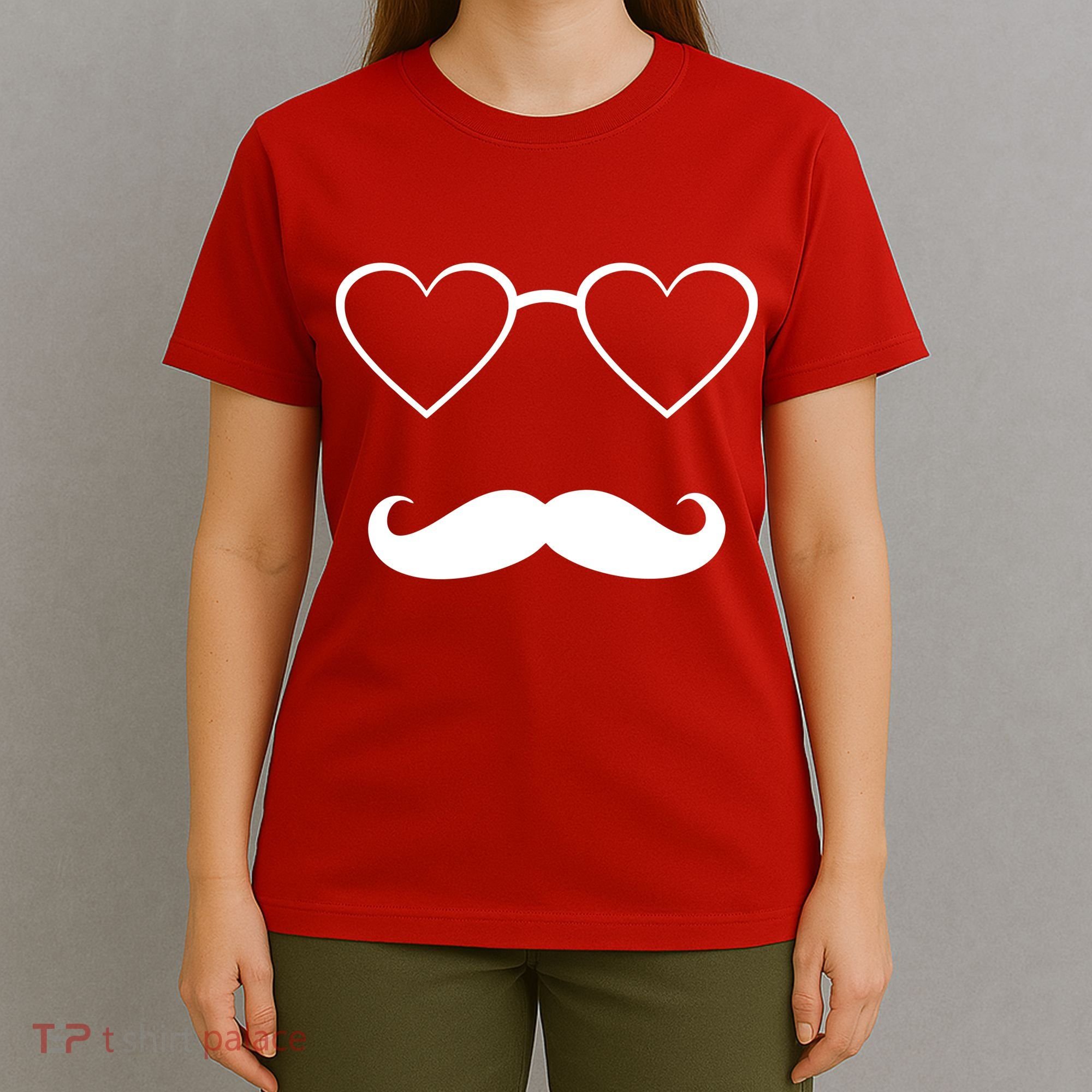 Hipster Valentine's Day Heart Glasses w/ Mustache T-Shirt