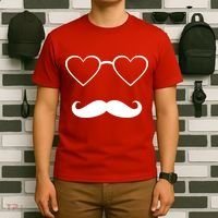 Hipster Valentine's Day Heart Glasses w/ Mustache T-Shirt thumb 6