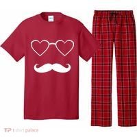 Hipster Valentine's Day Heart Glasses w/ Mustache Pajama Set thumb 0