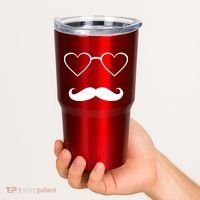 Hipster Valentine's Day Heart Glasses w/ Mustache Tumbler thumb 2