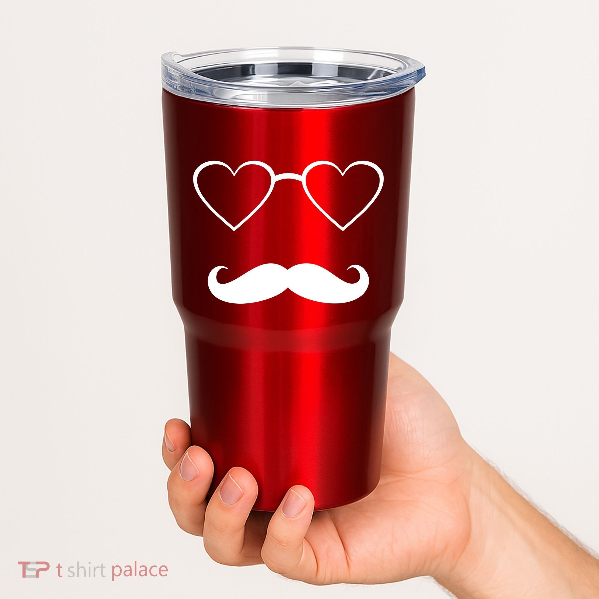 Hipster Valentine's Day Heart Glasses w/ Mustache Tumbler