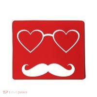 Hipster Valentine's Day Heart Glasses w/ Mustache Mousepad thumb 0