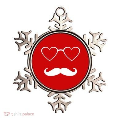 Hipster Valentine's Day Heart Glasses w/ Mustache Ornament