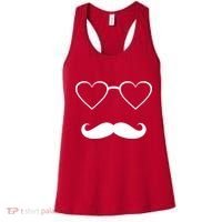 Hipster Valentine's Day Heart Glasses w/ Mustache Women's Tank Top thumb 0