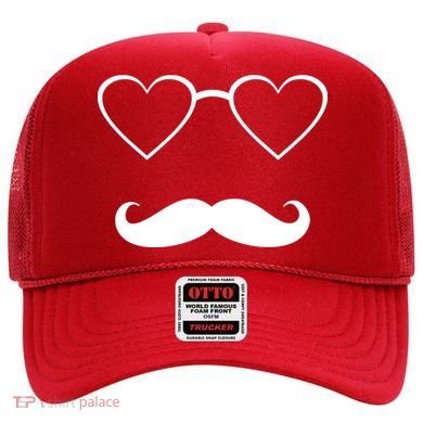 Hipster Valentine's Day Heart Glasses w/ Mustache Hat