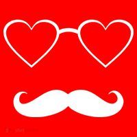 Hipster Valentine's Day Heart Glasses w/ Mustache Hat thumb 2