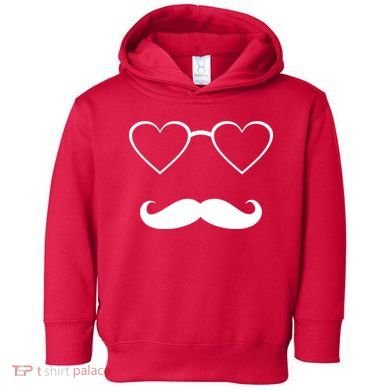 Hipster Valentine's Day Heart Glasses w/ Mustache Toddler Hoodie
