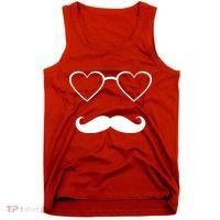 Hipster Valentine's Day Heart Glasses w/ Mustache Tank Top thumb 0