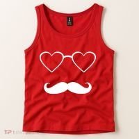 Hipster Valentine's Day Heart Glasses w/ Mustache Tank Top thumb 2