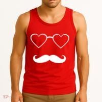 Hipster Valentine's Day Heart Glasses w/ Mustache Tank Top thumb 3