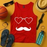 Hipster Valentine's Day Heart Glasses w/ Mustache Tank Top thumb 4