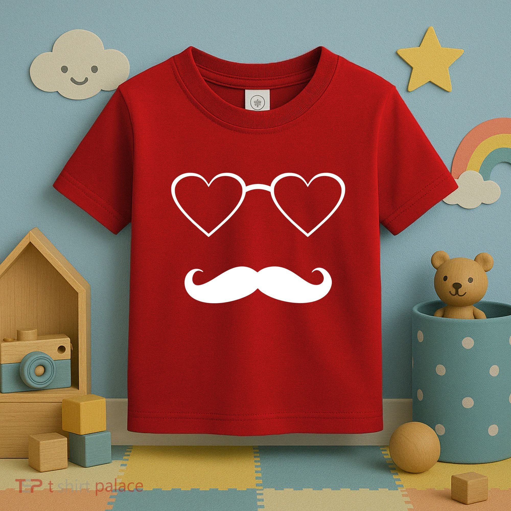 Hipster Valentine's Day Heart Glasses w/ Mustache Toddler T-Shirt