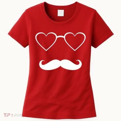 Hipster Valentine's Day Heart Glasses w/ Mustache Women's T-Shirt