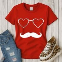 Hipster Valentine's Day Heart Glasses w/ Mustache Women's T-Shirt thumb 3