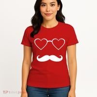 Hipster Valentine's Day Heart Glasses w/ Mustache Women's T-Shirt thumb 4