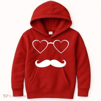 Hipster Valentine's Day Heart Glasses w/ Mustache Kids Hoodie