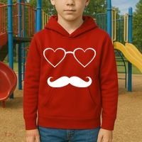 Hipster Valentine's Day Heart Glasses w/ Mustache Kids Hoodie thumb 2