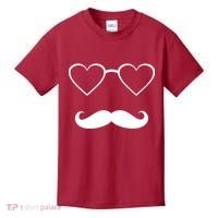Hipster Valentine's Day Heart Glasses w/ Mustache Kids T-Shirt thumb 0