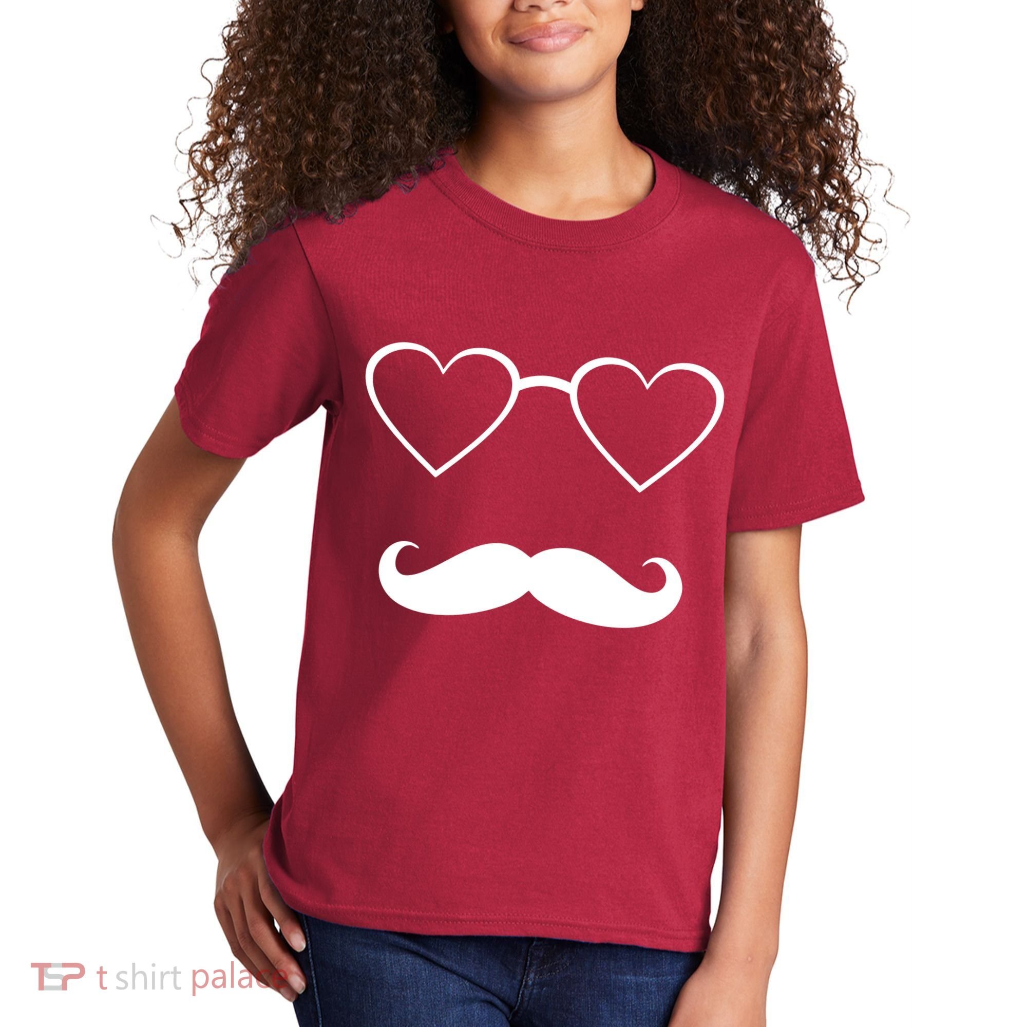 Hipster Valentine's Day Heart Glasses w/ Mustache Kids T-Shirt