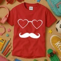 Hipster Valentine's Day Heart Glasses w/ Mustache Kids T-Shirt thumb 3