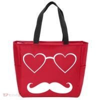 Hipster Valentine's Day Heart Glasses w/ Mustache Tote Bag thumb 0