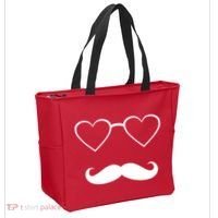 Hipster Valentine's Day Heart Glasses w/ Mustache Tote Bag thumb 2
