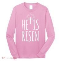 He Is Risen Christian Gifts Happy Easter Long Sleeve Shirt thumb 0