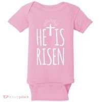 He Is Risen Christian Gifts Happy Easter Baby Bodysuit thumb 0