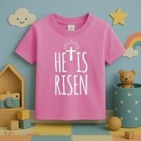 He Is Risen Christian Gifts Happy Easter Toddler T-Shirt thumb 3
