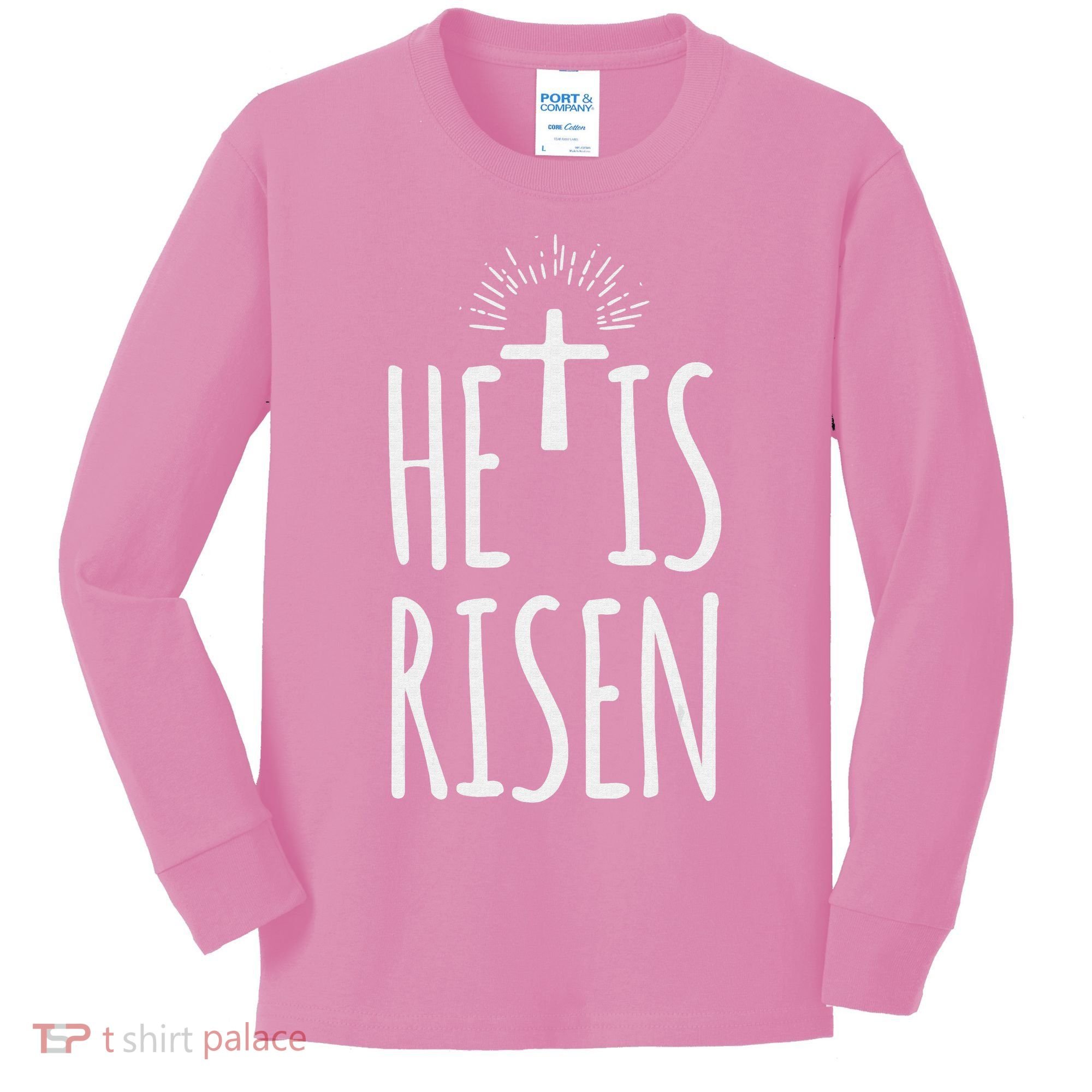 He Is Risen Christian Gifts Happy Easter Kids Long Sleeve Shirt