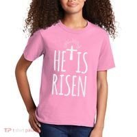 He Is Risen Christian Gifts Happy Easter Kids T-Shirt thumb 2