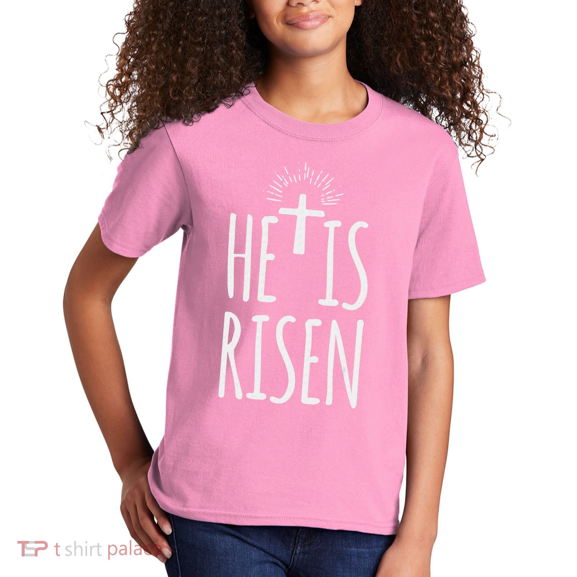 He Is Risen Christian Gifts Happy Easter Kids T-Shirt