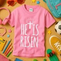 He Is Risen Christian Gifts Happy Easter Kids T-Shirt thumb 3