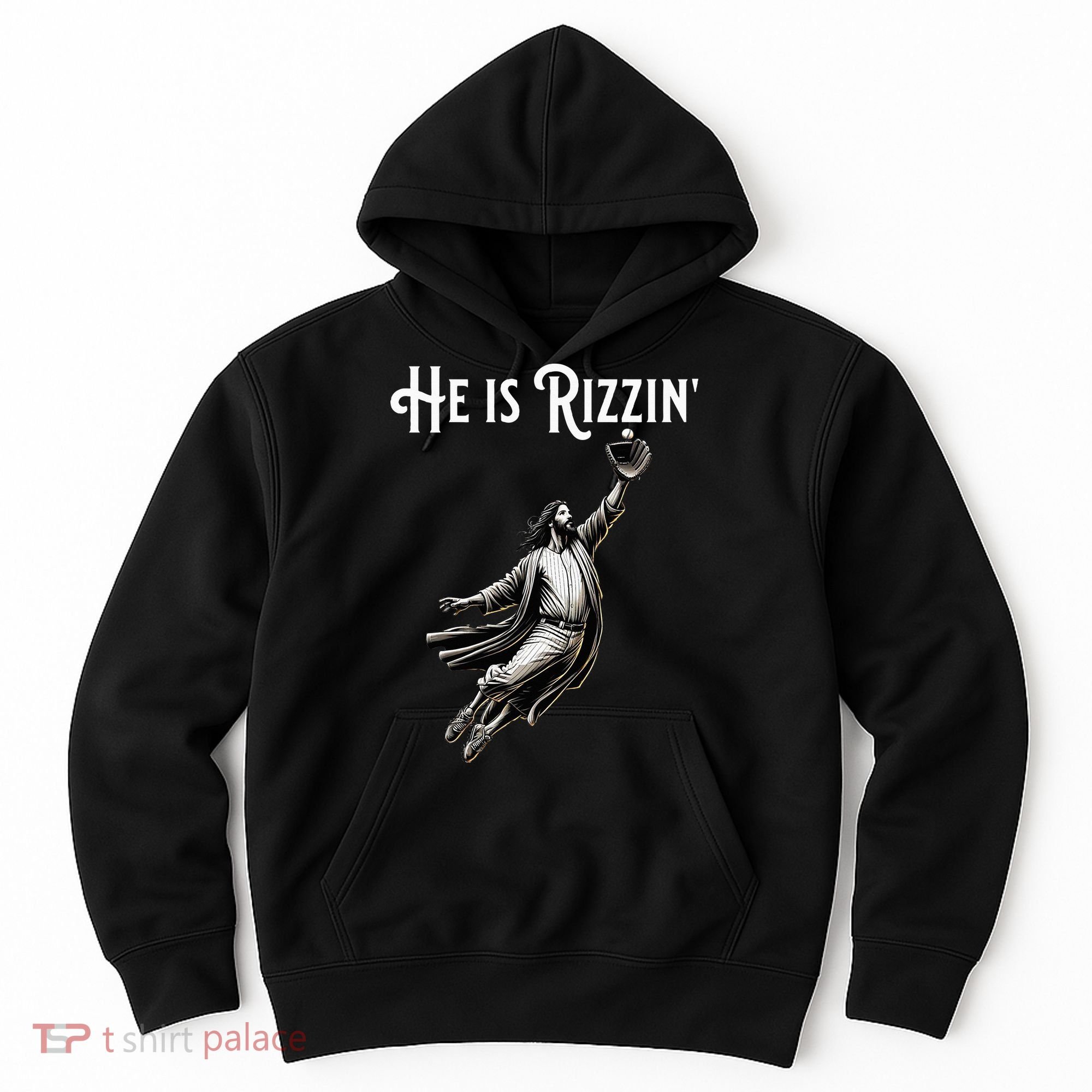 He Is Rizzin Jesus Playing Baseball Funny Sports Rizz Hoodie