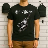 He Is Rizzin Jesus Playing Baseball Funny Sports Rizz T-Shirt thumb 6