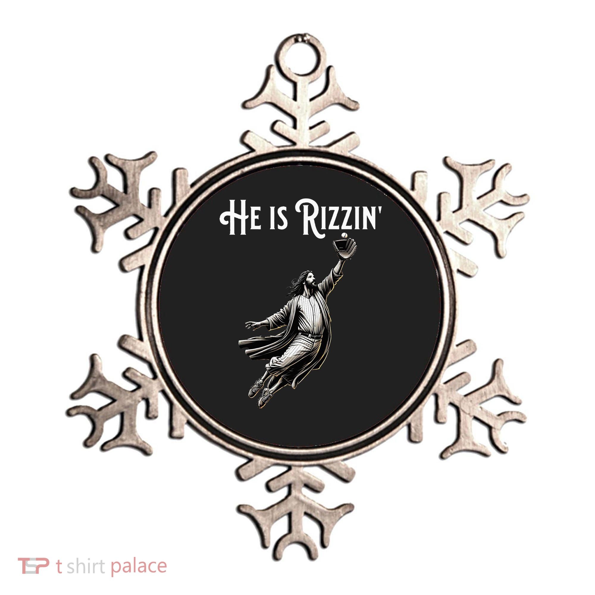 He Is Rizzin Jesus Playing Baseball Funny Sports Rizz Ornament