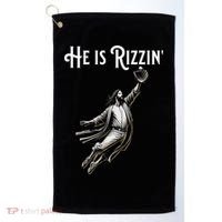 He Is Rizzin Jesus Playing Baseball Funny Sports Rizz Golf Towel thumb 0