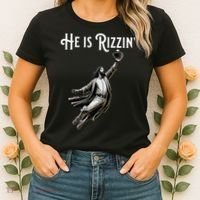He Is Rizzin Jesus Playing Baseball Funny Sports Rizz Women's T-Shirt thumb 2