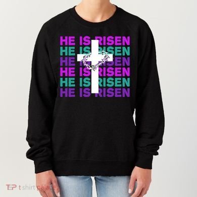He Is Risen Retro Cross Easter Women's Sweatshirt