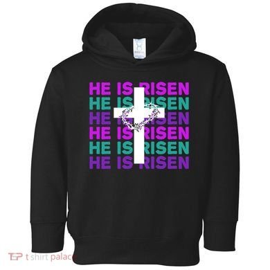 He Is Risen Retro Cross Easter Toddler Hoodie