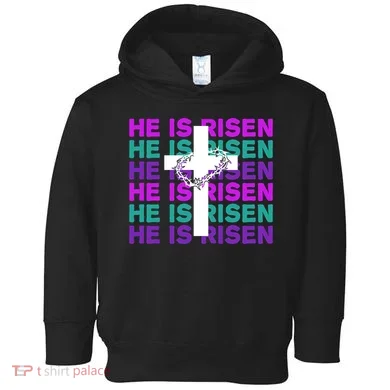 He Is Risen Retro Cross Easter Toddler Hoodie